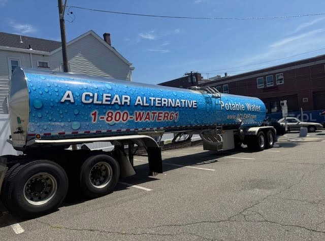 A Clear Alternative Water tanker truck delivering bulk pool water in New Jersey